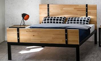 Łóżka metalowo drewniane