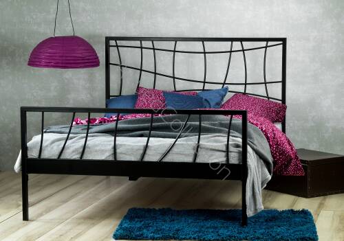 Łóżko metalowe nowoczesne "Ebru" z dwoma szczytami