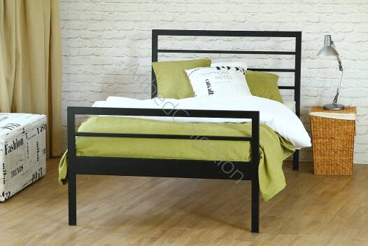 Nowoczesne jednoosobowe łóżko metalowe "Simply" z dwoma szczytami