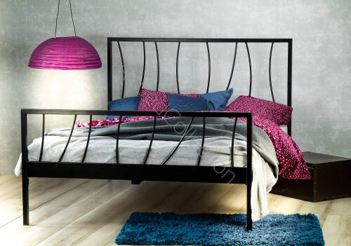 Łóżko metalowe nowoczesne "Ebru 2" z dwoma szczytami