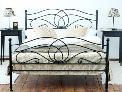 Zestaw BESTSELLER - łóżko metalowe "Iris", dwa szczyty + stelaż "Flex" + materac "Wenus"