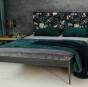 Łóżko metalowe tapicerowane "Berny" Kwiaty bzu