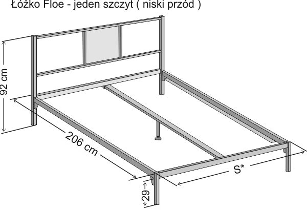 Wymiary łóżka metalowego Floe