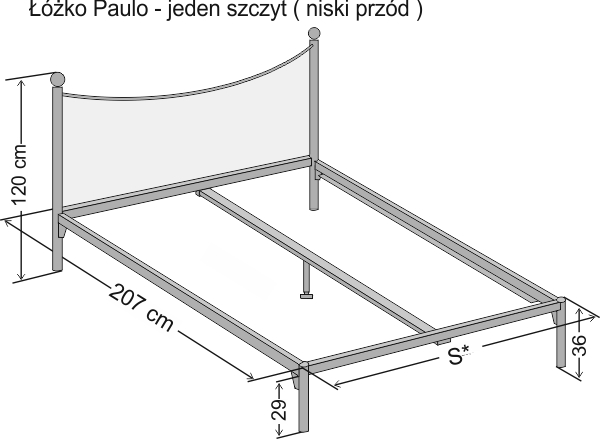 Wymiary łóżka kutego dwuosobowego Paulo