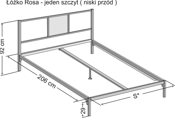 Wymiary łóżka metalowego Rosa